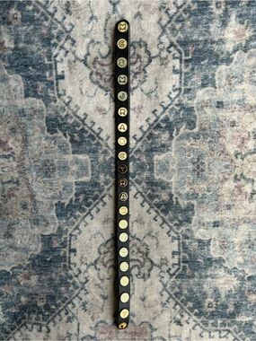 Marc by Marc Jacobs Gold & Black Enamel Spell Out Leather Bracelet/Choker